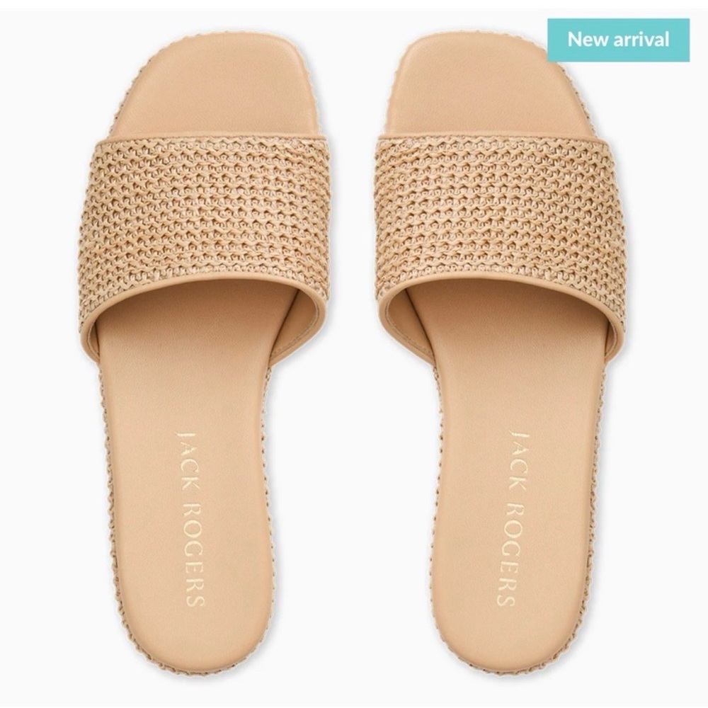 Jack Rogers Beige Woven Slide Sandals